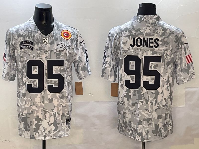 Men Kansas City Chiefs 95 Jones Camo 2025 Nike Salute to Service Limited NFL Jersey style 4